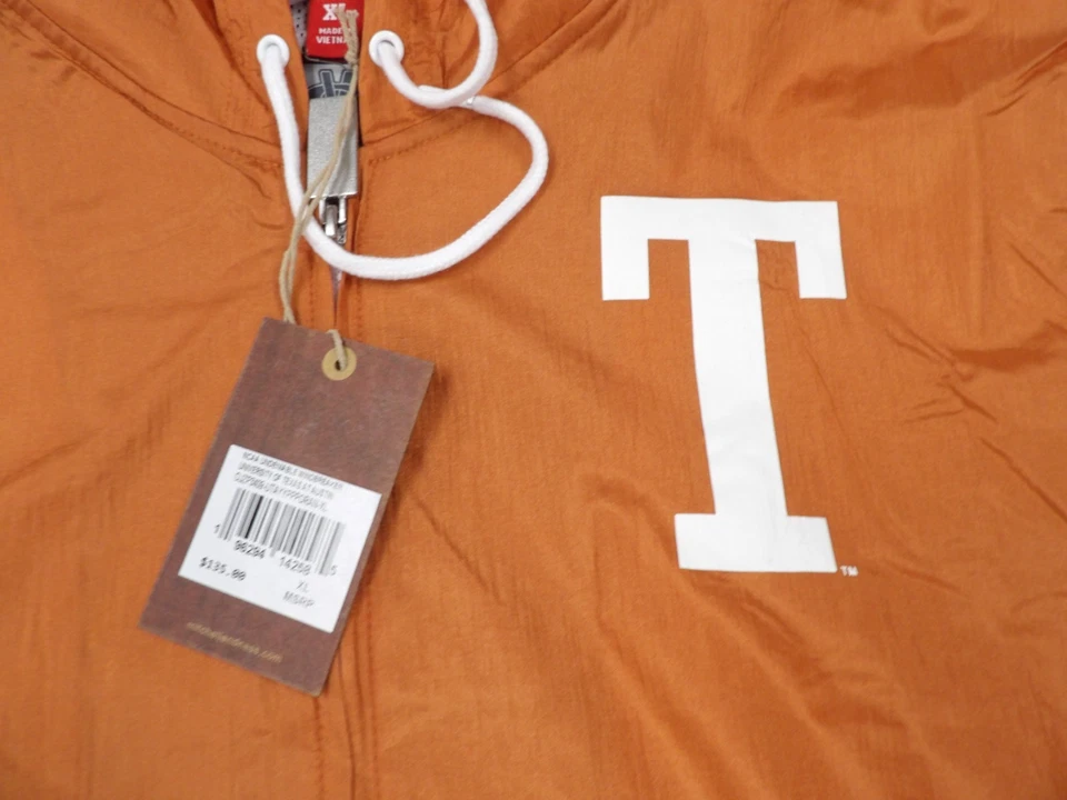 CHAQUETA CORTAVIENTOS CON CAPUCHA NUEVA CON ETIQUETAS MITCHELL & NESS NCAA TEXAS LONGHORNS TALLA XL Foto 2 de 4