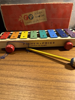 #ad Fisher Price Pull A Tune Xylophone 870 USA 1964 Wood with String Vintage $149.99