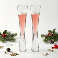 Handmade Crystal Champagne Flutes Set of 2 â€“ Elegant 5oz Prosecco Glasses