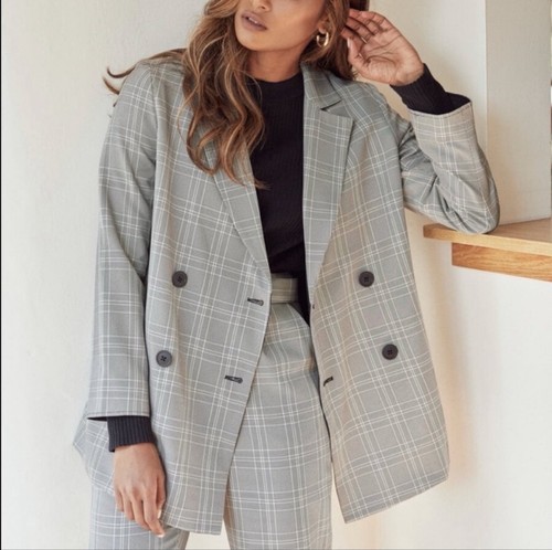 VETTA NWT The Reversible Oversized Blazer Black Plaid Size XS Academia - Picture 2 of 8
