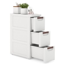 Costway Narrow Storage Cabinet For Small Space 3-Drawer Rolling Organizer Unit