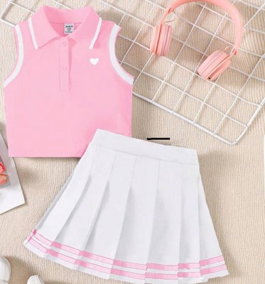 New Toddler Baby Girls 2Pcs Tops+Pleated Skirt  preppy style Clothes Outfits