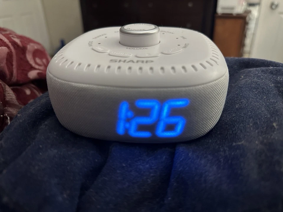 Sharp Alarm Clock Dream Caster Sound Machine White Tested Blue Tooth Speaker - Image 2 of 3