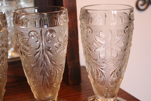 Set of 4 Indiana Glass Tiara "Sandwich" Pattern Clear Iced Tea Glasses 6.5 In - Picture 6 of 10
