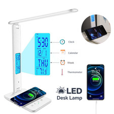 Desk Lamp, Desk Light with Wireless Charger, USB Charging Port, Dimmable Office