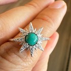 925 Sterling Silver Ring 4mm Natural Turquoise Zircon Handmade Snowflake Gift — photo 3