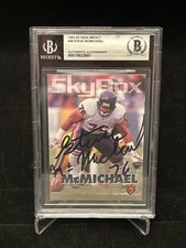 1993 -STEVE McMICHAEL- Beckett BAS Signed/Autograph SkyBox Football Card HOF