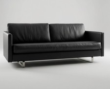 vintage  retro Danish leather sofa  pair 1960s 70s Heals  style