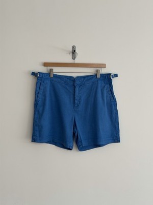 Orlebar braune Leinenmischung Chino Shorts Bulldogge Catalina blau W34 Large