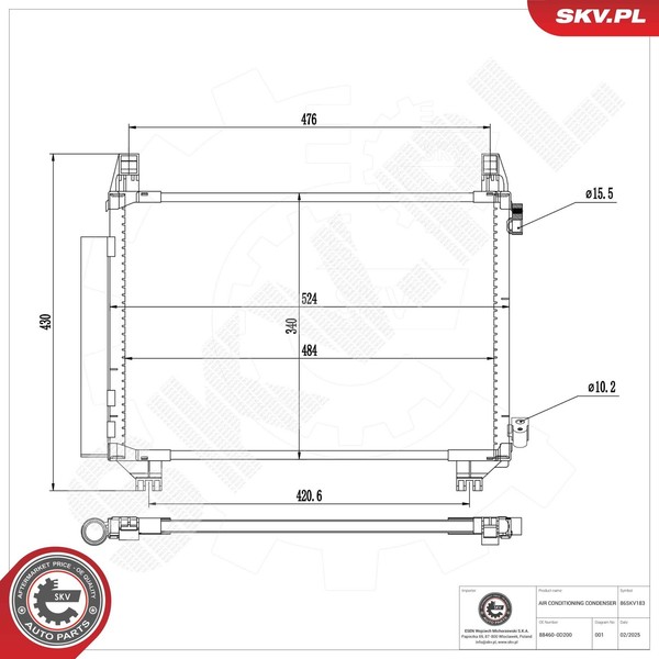 Esen SKV Kondensator Klimaanlage 86SKV183 Aluminium FüR Toyota Yaris KSP130_-image