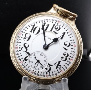 1940 Hamilton 992E Elinvar 16s 21 Ruby Jewel GF Open Faced Pocket Watch $1 N/R