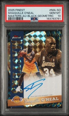 2025 TOPPS FINEST MASTERS AUTOS BLACK GEOMETRIC SHAQUILLE O'NEAL 1/25 PSA 10
