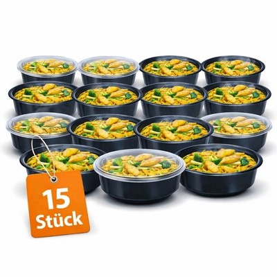 Meal Prep Boxen 700 ml-15 Stück Runde Schalen mit Deckel-BPA frei,Food Container