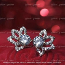 2Ct Round Cut Lab Created Diamond Beauty Stud Earrings 14K White Gold Plated