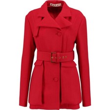 Marni Red Single-breasted Virgin-wool Belted Jacket. It 40/uk 8