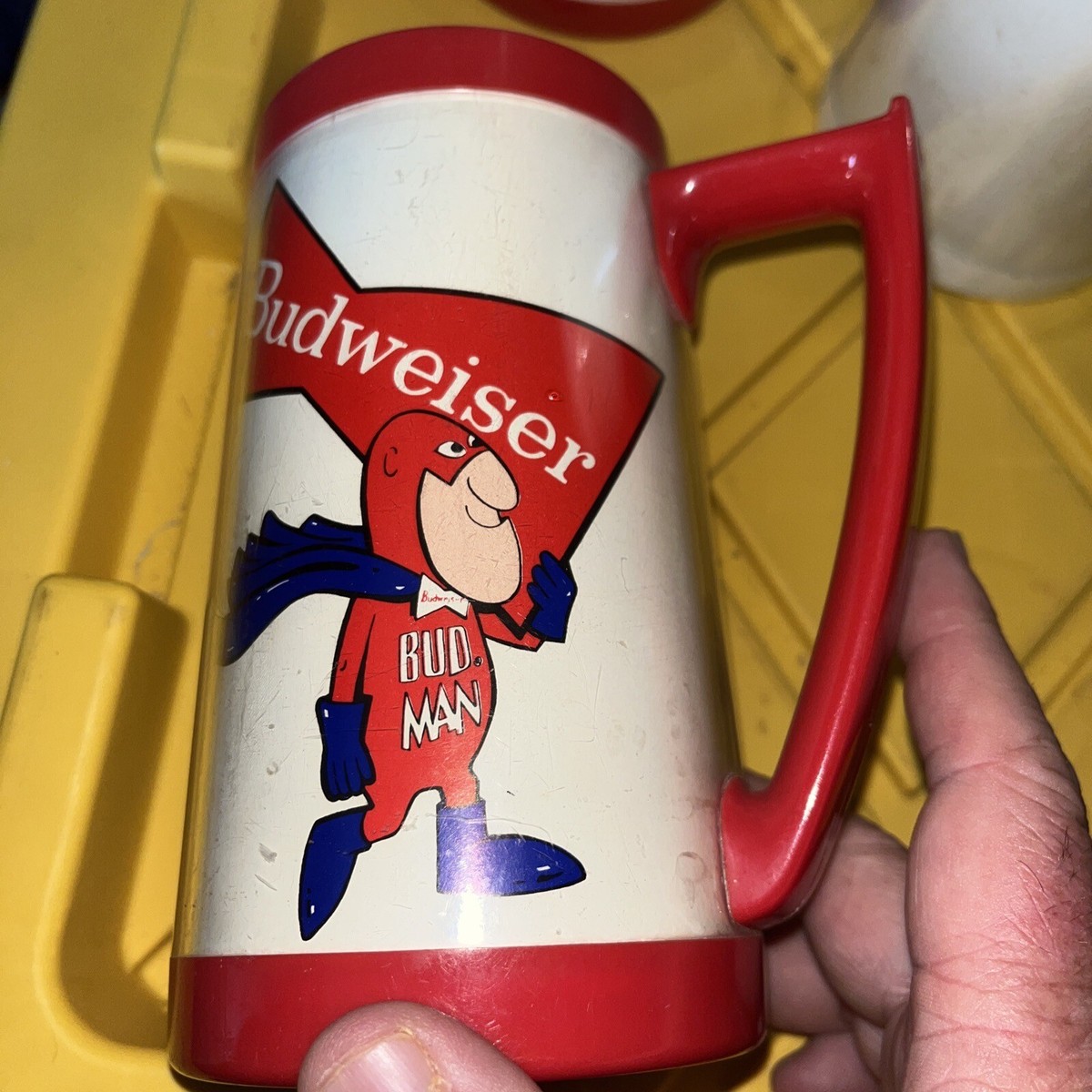 Vintage Thermo Serv Budweiser Beer BUD MAN Mug West Bend BudMan