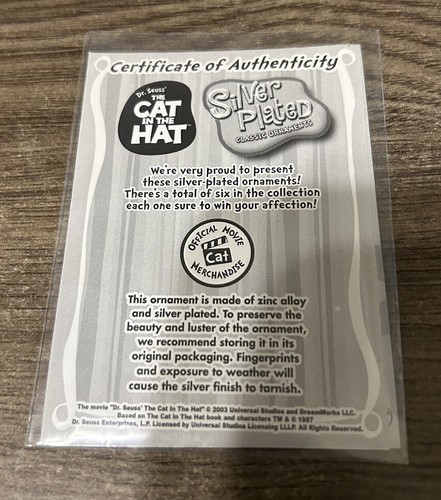 Cat in the Hat Fish in a Dish Silver Plated Christmas Tree Ornament - New in Box - Picture 5 of 6