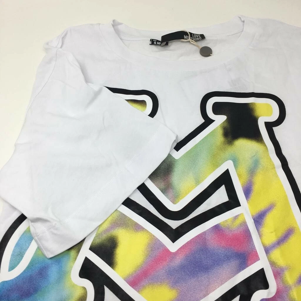 Abito T Shirt LOVE MOSCHINO con Stampa Logo Bianco UK 8 IT 40
