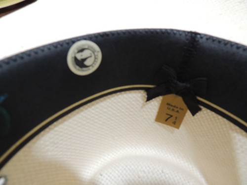 CHARLIE HORSE HAT CO. CREAM COLOR STIFF STRAW COWBOY HAT BLK &SILVER BAND - Picture 8 of 8