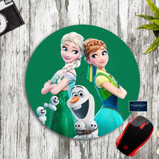 FROZEN ELSA ANNA OLAF GREEN CUSTOM ROUND NEOPRENE MOUSE PAD DESK MAT SCHOOL GIFT