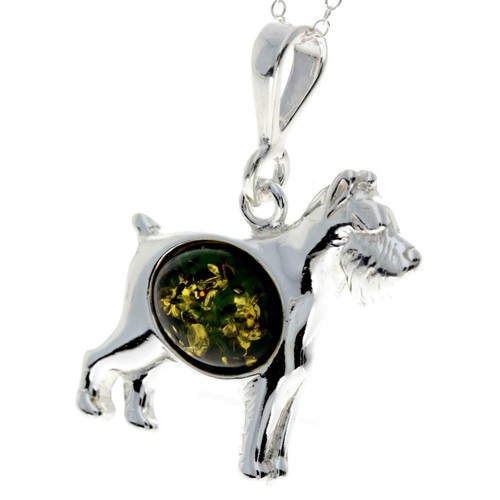 Colgante de plata esterlina 925 y ámbar báltico terrier para perro - M2006 - Imagen 4 de 24