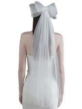 Bridal Veil Bachelorette Party Veil White Bow Wedding Veil Elegant Tulle Laye...