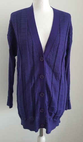 M Missoni Purple Chevron Knit Button Front V-Neck Cardigan - M UK12