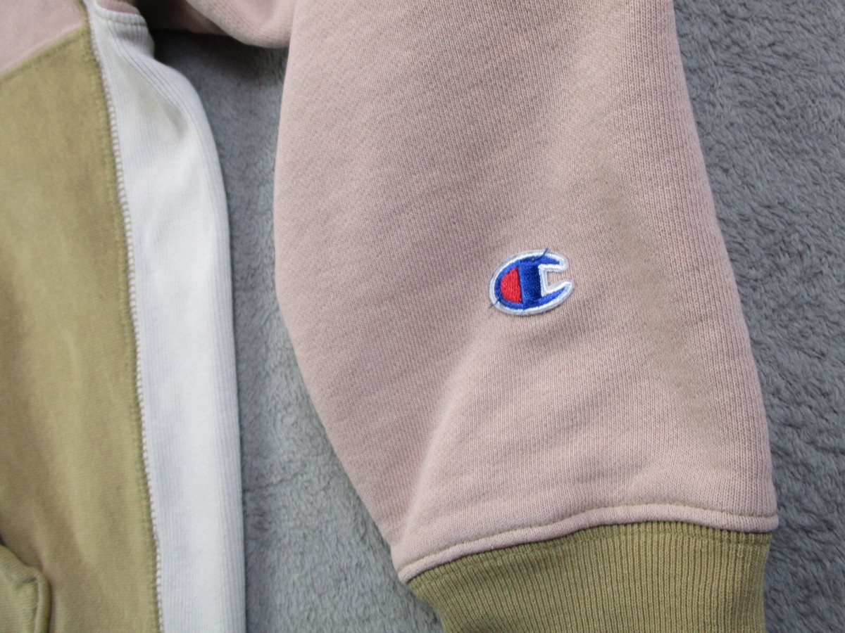 Vintage Champion Colorblock Hoodie Men's Med Neapolitan Pink Choco