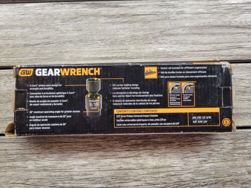 GEARWRENCH 84974 X-Core 7pc 3/8 in. 6-Pt Pinless SAE Universal Impact Socket Set - Picture 10 of 12