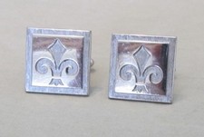 Mens Vintage FLEUR de LIS CUFFLINKS New Orleans Saints Costume Jewelry D98
