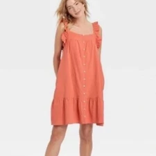 Terracotta Sundress button down sundress with pockets, fits true to size (M)