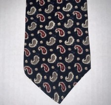 CHAPS Ralph Lauren Mens Paisley Navy Tie Classic Dress Necktie 100% Silk