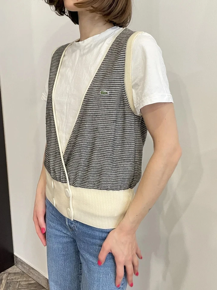 Chaleco tejido vintage Lacoste Top suéter talla 40 Foto 3 de 4