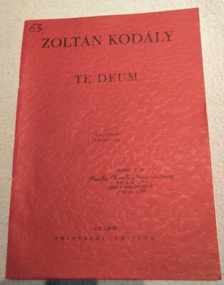 Zoltan Kodaly - Ta Deum - Vocal Score - Universal Edition