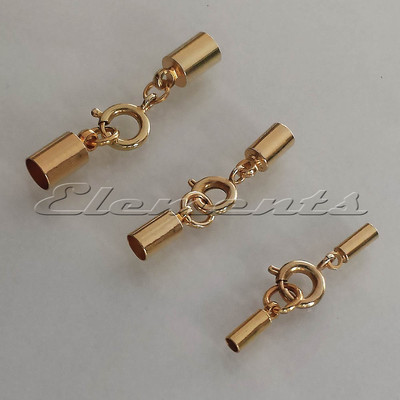 Gold Plated Kumihimo Cord End Caps Necklace Bracelet Tips With Bolt Ring  Clasp UK