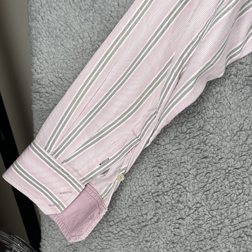 Tommy Bahama Mens Large Pink Striped Silk Blend Long Sleeve Dress Shirt - Picture 15 of 20