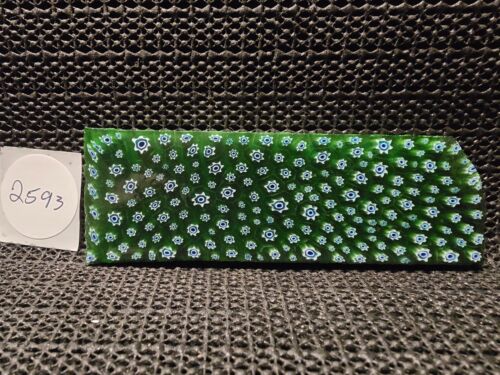 RARE Emerald Green Millefiori Slab for Cabbing/Collect, Incredible Blue Flowers