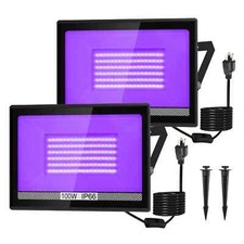 2Packs UV Black Lights LED 100W UV Floodlight For Halloween Party Stage Club Bar