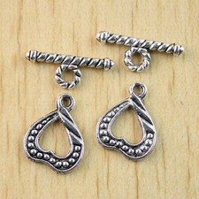 36sets Tibetan silver color heart toggle clasp findings h0947