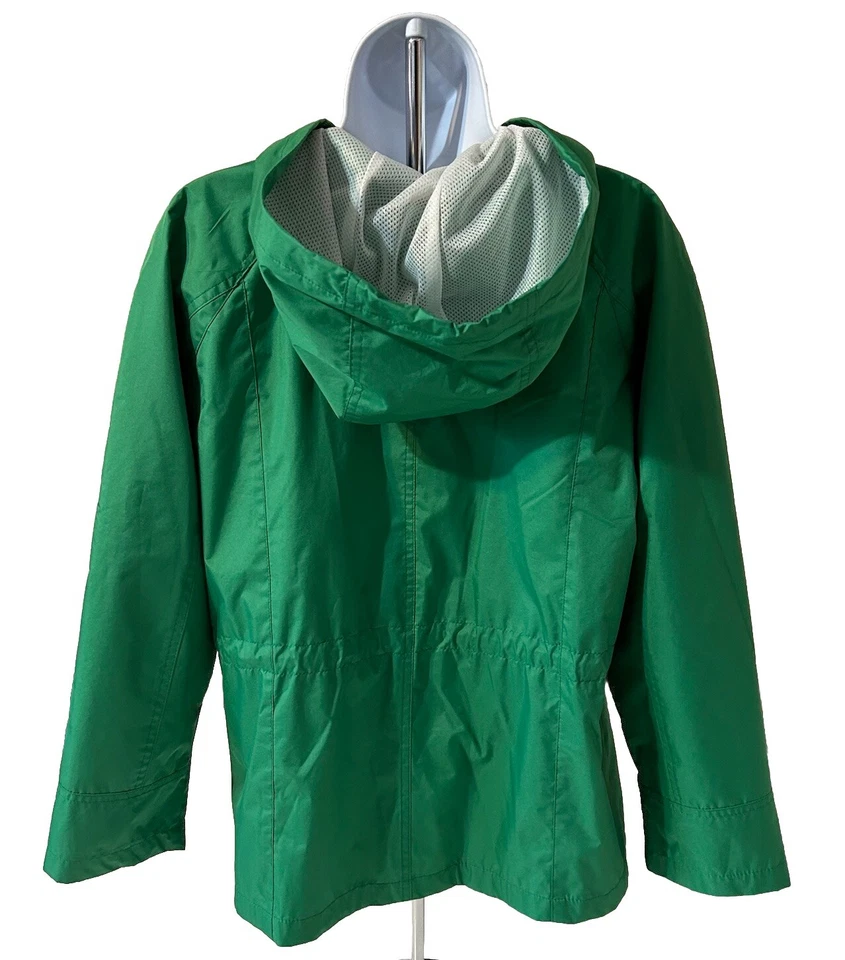 Raincoat Fleet Street LTD Hooded Women Size Petite Medium Green Full Zip RN5041 - Image 3 of 4