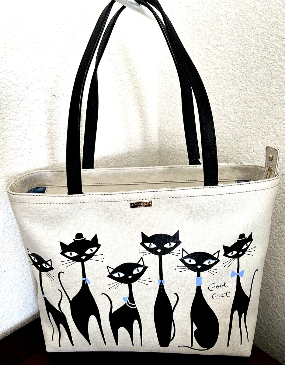 Kate Spade Large Jazz Things Up Cool Black Cat Kitty Francis