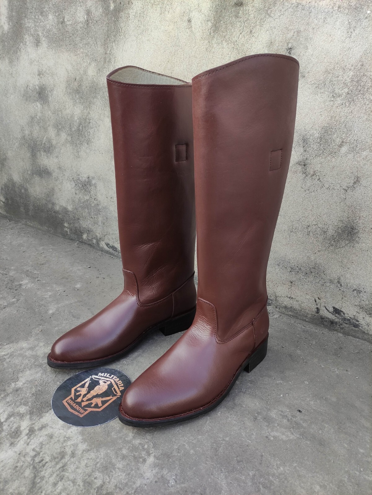 Bota larga de cuero con punta puntiaguda oficial alemán de la Segunda Guerra Mundial