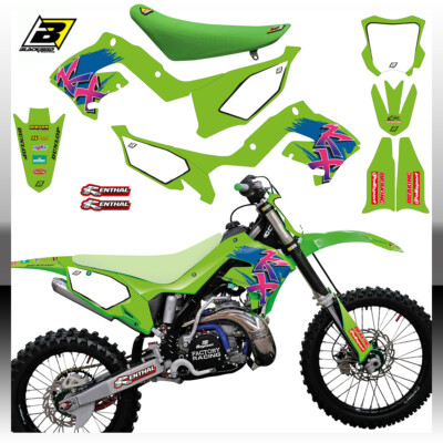 GRAFIK + SATTEL BLACKBIRD KAWASAKI RETRO KX 125-250 2003/2008 POLISPORT RESTYLE