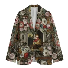Cherub Blazer Boucher Cotton Sport Coat Baroque Jacket Cherubim Floral Rococo