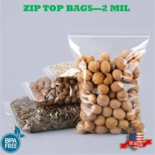 Clear BPA Free Zip Seal Plastic Bags Zipper Top Lock Reclosable Baggie 2 Mil 2ML