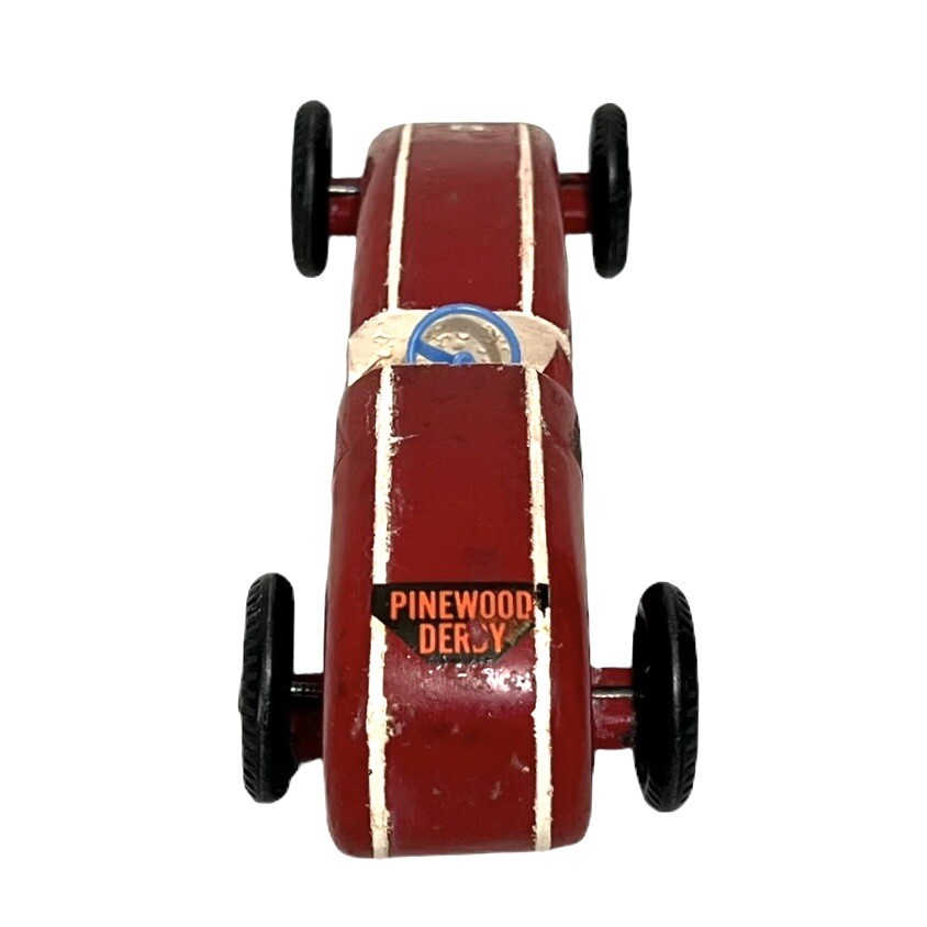 Vtg 1960's Boy Scouts BSA Pine Wood Derby Race Car Carved Wood Folk Art