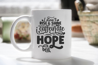 KOSTENLOSER VERSAND I DON'T RISE AND SHINE KOFFEINAT LUSTIG BÜRO NEUHEIT TEE KAFFEEBECHER