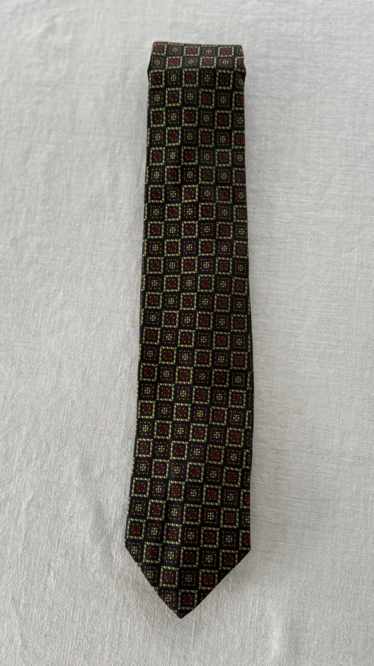 Givenchy Caballero NUEVA Corbata de Seda Azul Marino Rojo y Verde Geométrica Ajustada París Foto 3 de 4