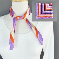 Satin silky feel square scarf wrap neckerchief hair headband tie kerchief stripe