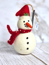 Pottery Barn Archie Hand Felted Snowman Christmas Ornament  BRAND NEW